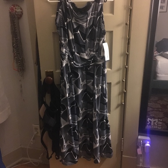 XL cowl dress navy white stretchy soft NWT - Picture 3 of 6